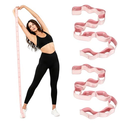 Fitness Resistance Bands, Section Number Stretch Resistance Band | Elastic Stretch Strap with Handles - color: Light Pink