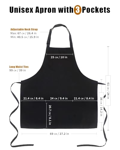 Xeoxarel Black 3 Pockets Bib Apron, Chef Kitchen Cooking Aprons for Unisex | Adjustable Neck Strap, Widely Used to Prevent Clothes from Getting Dirty, Waterdrop, for Restaurant Work, Hairstylist - color: 36 Pack，black