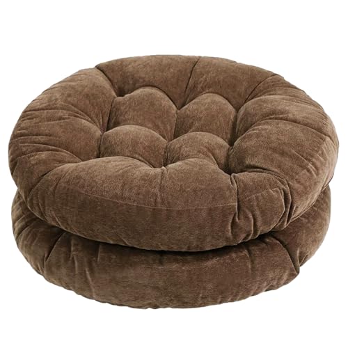 Tiita 22 Inch Floor Cushion - Round Outdoor Chair Cushion Pad with Corduroy | Large Meditation Cushion & Floor Pillow for Adult Sitting, Living Room, Balcony & Patio, Coffee - color: Round|coffee, size: 2 Count (Pack of 1)