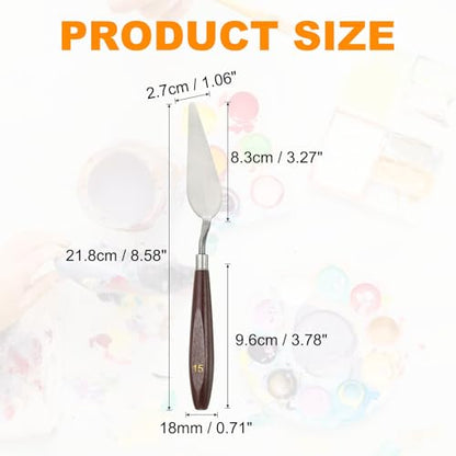 HARFINGTON Palette Knife Painting Tool 3.27 x 1.06 Stainless Steel Art Spatula Pallet Knives Scrapers Tools with Beech Wood Handle for Acrylic Oil Canvas Mixing Spreading, Red/Silver - size: 3.27" x 1.06"