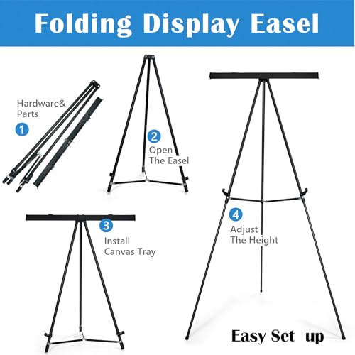 Falling in Art Extra Large 70" High Flip Chart Tripod Display Easel, Black | Heavy Duty Aluminum Presentation Stand, Showroom Display Stand for Signs, Paintings, and Posters - style: 70'' Black 1-Pack