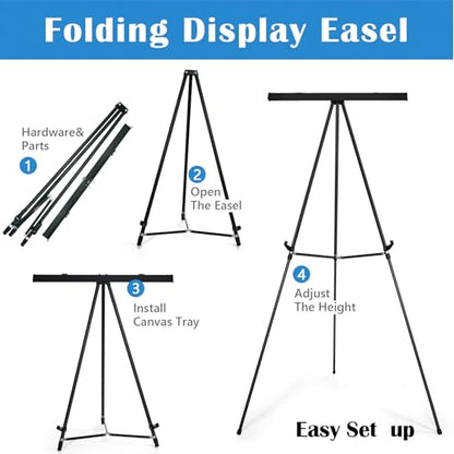 Falling in Art Extra Large 70" High Flip Chart Tripod Display Easel, Black | Heavy Duty Aluminum Presentation Stand, Showroom Display Stand for Signs, Paintings, and Posters - style: 70'' Black 1-Pack