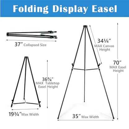 70" Adjustable Aluminum Display Easel Stand, Holds 20 lbs | Versatile Tripod Easel for Artistic Presentations, Lightweight and Sturdy for Art Shows, Exhibitions, and Studios - style: 1 Pack