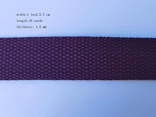 1 Inch Cotton Webbing 10 Yards Cotton Strap for Tote Canvas Bags Crafts Sewing (2009 Dark Purple) - color: 2009 dark Purple