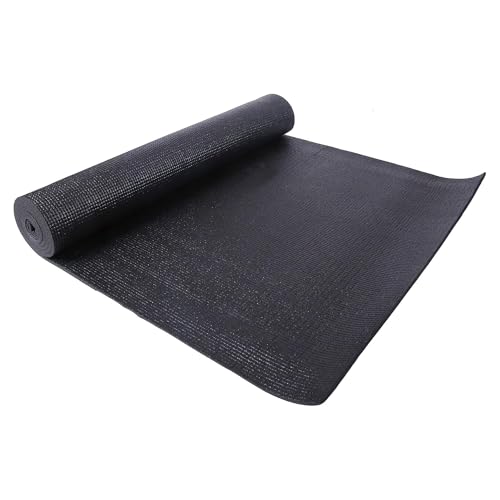 Fitvids All Purpose 1/4-Inch High Density Anti-Tear Exercise Yoga Mat with Carrying Strap, Multiple Colors - color: Black