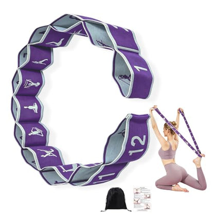 Fabric Exercise Straps, Number Stretch Resistance Bands with 10/12 Loops - color: Purple, size: 12Loops