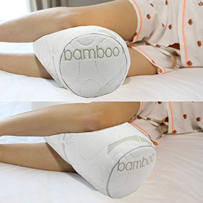 Kingnex Bolster Roll Pillow for Sleeping on Back or Side Under Knee to Relief Lower Back Pain Between Legs for Side Sleepers Cylinder Pillow with Removable Cover 20x8 | Under Knee to Relief Lower Back Pain or Between Legs for Side Sleepers, Bamboo Viscose