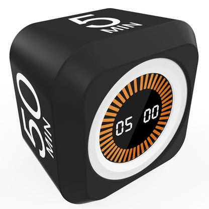 Rotating Cube Visual Countdown Timer 5, 25, 10 50 Minutes Preset - color: Black