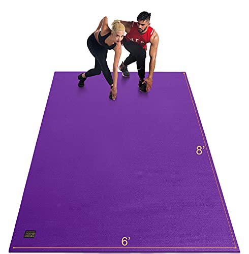 GXMMAT Extra Large Exercise Mat 16'x6'/12'x6'/10'x6'/8'x6'(7mm) - color: Purple Grey, size: 6*8 FT