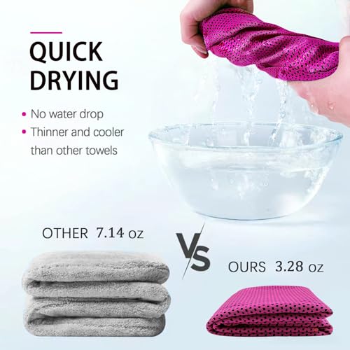 4 Packs Cooling Towel, 40" x 12" Microfiber Cooling Towels for Neck and Face, Soft Breathable Gym Towel for Working Out with Waterproof Bag & Carabiner, Sweat Towels for Running, Yoga, Travel, Climb | High-density microfiber,Soft Breathable,Portable,Reusa