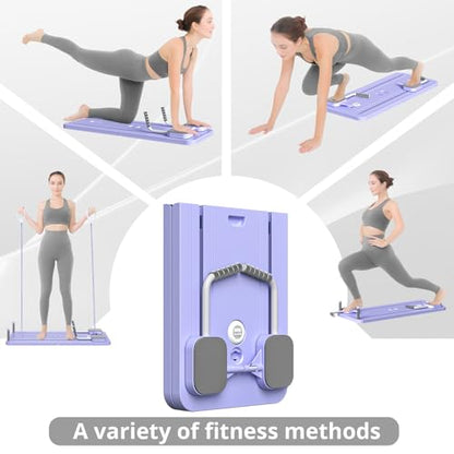 JANUA Pilates Board - Pilates Reformer Set, Multi-Purpose Foldable Pilates Reformer Board for Home, 5 in 1 Pilates Sliding Board - color: Purple