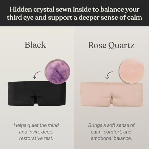 Baloo Silk Weighted Sleep Mask, Black, Eye Mask with Amethyst Crystal - color: Black With Amethyst Crystal