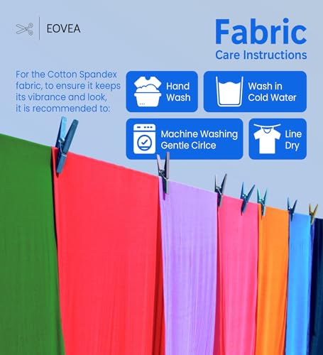 EOVEA - Cotton Spandex Fabric by The Yard - 4 Way Stretch Jersey Knit - Spandex & Cotton T-Shirt Fabric - Lightweight, Breathable - 60" Wide Roll| 10 oz(Royal Blue,1 Yard) - color: Royal Blue, size: 1 Yard