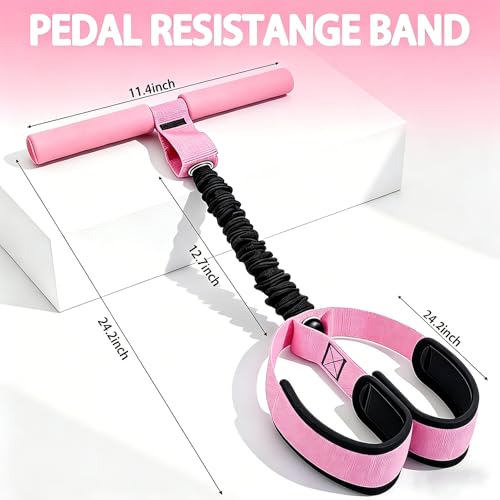 Upgraded Pedal Resistance Band with Handle, Thickened Latex Tubes and Soft Foam Fabric Foot Pedal, Abdomen, Waist,Core/ABS, Arm, Leg,Arms Equipment Gift for Women,Physical Therapy - color: Pink