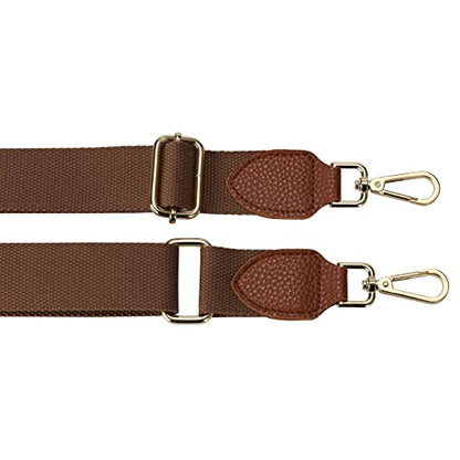 Allzedream Purse Straps Replacement Crossbody Bags Handbag Wide Canvas Leather Adjustable - color: Brown a