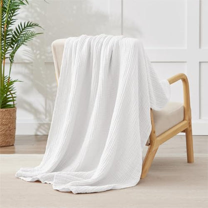 100% Cotton Muslin Blanket 40" x 40", Breathable and Lightweight Cotton Throw Blankets, Soft Cooling Summer Gauze Blanket for All Season, White - color: 02 - White, size: Baby ( 40"x40")