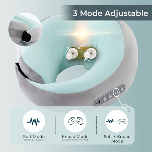 Neck Massager with Heat - Deep Tissue Neck Pain Relief U-Shape Design Electric Massager Pillow for Travel Office Home Shiatsu Neck Massager Gifts for Men Women Dad Mom, Grey - color: Grey