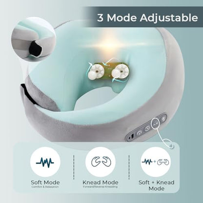Neck Massager with Heat - Deep Tissue Neck Pain Relief U-Shape Design Electric Massager Pillow for Travel Office Home Shiatsu Neck Massager Gifts for Men Women Dad Mom, Grey - color: Grey