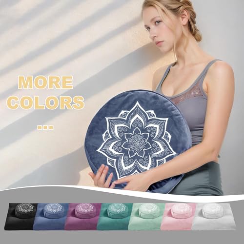 Meditation Zafu Cushion Set,Removable Machine-Washable Luxury Velvet Cover (Blue（Only Cover）) - color: Blue（only Cover）