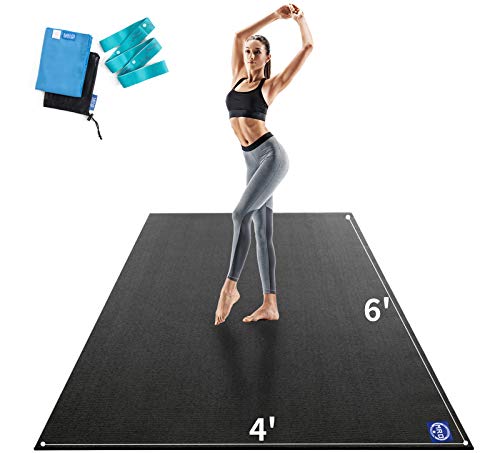 MRO Extra Large Yoga Mat, 12'x6'/9'x6'/7'x5'/6'x4' (9MM) - color: Black, size: 6*4 FT