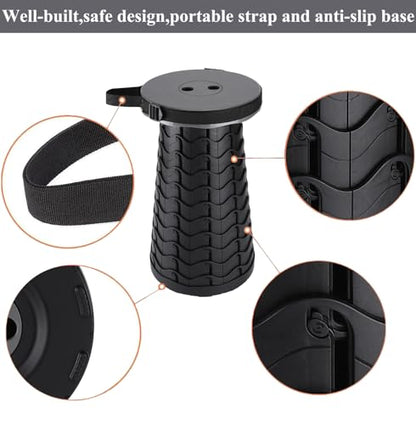 Fishboy Upgraded Collapsible Stool, 400lbs Max Weight, Lightweight But Sturdy, Portable Retractable Folding Telescoping Foldable Camping Stool for Adults Outdoor Fishing Hiking Gardening Travel BBQ - color: Grey