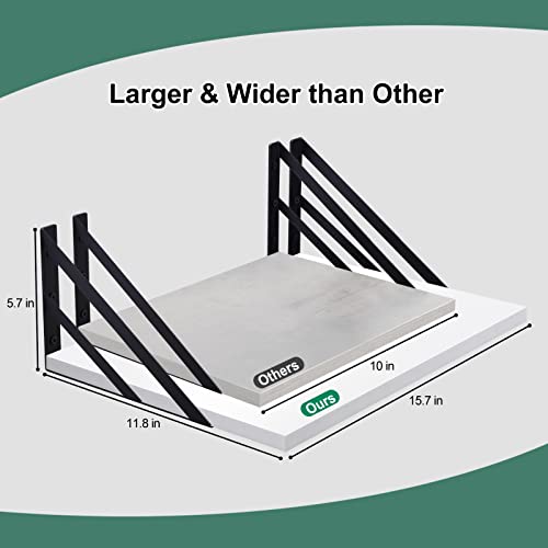 Tectocker-DOU 2 Pc Deep Floating Wall Shelves, Heavy Duty, 16x12, White - color: White, size: 16W×12D