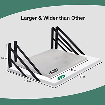 Tectocker-DOU 2 Pc Deep Floating Wall Shelves, Heavy Duty, 16x12, White - color: White, size: 16W×12D