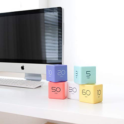 mooas Cube Timer, Flip, Block, Productivity, Time Management (White) - color: White