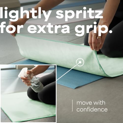 S&T INC. Aura Microfiber Yoga Mat Towel, 2 Pack, 26.5" x 72", Blue & Green | Soft and Absorbent, Quick-Dry for Gym, Pilates, and Hot Yoga, Compact for Gym Bag, Machine Washable - color: Blue & Sage Green