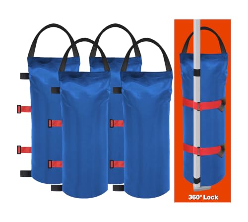 Eurmax USA 160LBS 4-Pack Universal Canopy Weights, Secure Wind Protection to Prevent Tipping, Easy Wrap-Around Installation Heavy Duty Sandbags (Without Sand), Fits All Instant Shelter Legs,Blue - color: Blue, style: Cylinder Sand Pro