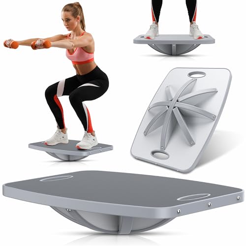 Advanced Wood Balance Board, Table Balance Board, Office Swing Board, for Physical Therapy, Fast Fitness Training and Outdoor Sports Balance Training Device - color: Advanced 360° Rotation-Light Gray