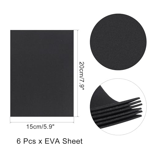 uxcell Black EVA Foam Sheets, 8.3x5.9in 2mm Thick Handicraft Foam Paper for DIY Craft Projects Art Card Party Decoration, 6 Pcs - color: Black