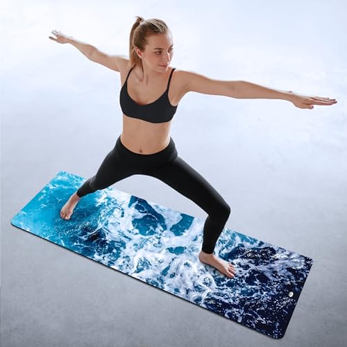 Plyopic All In One Yoga Mat | Luxury Sweat-Grip Mat/Towel Combo | Ideal for Yoga, Hot Yoga, Bikram, Pilates, Workout & Exercise | Eco-Friendly Natural Rubber - color: Pacific