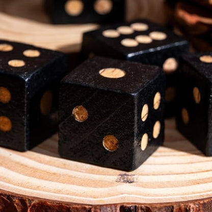 10PCS Wooden D6 Dice Set Wood 16mm Dice Set for DND RPG Board Games - color: D6-black S