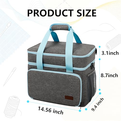Crafts Storage Bag, Double-Layer Craft Organizer with Adjustable Dividers | Craft Supplies Organizer with Multiple Pockets for Beads, Jewelry & Sewing Tools, Portable Art Bag for Home, Classes & Travel