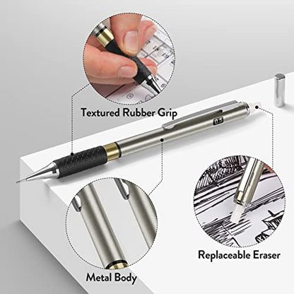 Four Candies Art Mechanical Pencil Set 3PCS 2MM Mechanical Pencils+Metal Mechanical Pencil Set - 3PCS 0.5mm Art Mechanical Pencils