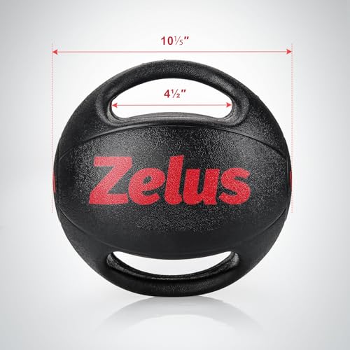 ZELUS 듀얼 그립이 있는 메디신 볼 | 0.6kg(10/20파운드) 운동 공 | 손잡이가 있는 웨이트 볼 | 질감 있는 그립 운동 공 | 근력 훈련 | 코어 운동