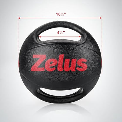 ZELUS 듀얼 그립이 있는 메디신 볼 | 0.6kg(10/20파운드) 운동 공 | 손잡이가 있는 웨이트 볼 | 질감 있는 그립 운동 공 | 근력 훈련 | 코어 운동