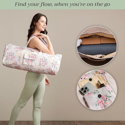 Maison d' Hermine Yoga Mat Duffle Bag Gym Tote Yoga Mat Carry Bag | Cylindrical bag for Woman Men Gifts Adjustable shoulder straps with Drawstring Water Bottle Pocket and zipper pocket - color: Sweet Rose Lavender, style: Yoga Mat Tote