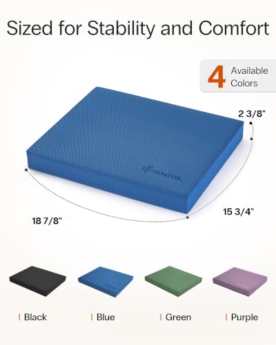 StrongTek Foam Balance Pad, Extra-Wide 19 x 15.8 x 2.4 in, Non-Slip TPE - color: Blue