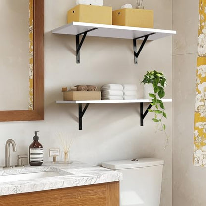Tectocker-DOU 24" Long Floating Book Shelves for Wall, Heavy Duty, White - color: White, size: 24W×8D