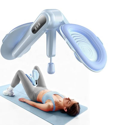 Thigh Trainer with Resistance Adjustment, Pelvic Floor Exercise Devices with LED Display, Inner Thigh Exerciser with Soft EVA Padding, Kegel Exerciser for Women Home, Blue