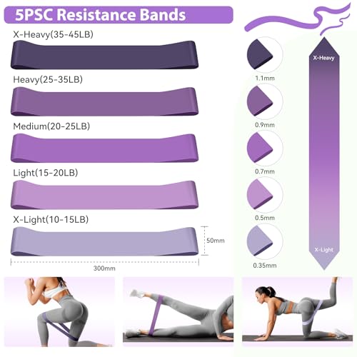 HASHMUST Pilates Ring Kit 12 PCS for Women, Home Workout Equipment with Magic Circle, Mini Exercise Ball, Resistance Bands, Massage Lacrosse, Yoga Strap, Full-Body Fitness Set for Toning & Gift - color: Purple