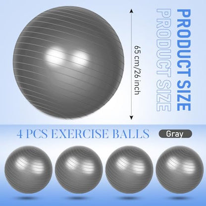 Leyndo 4 Pcs 26 Inch Yoga Exercise Ball Pilates - color: Gray