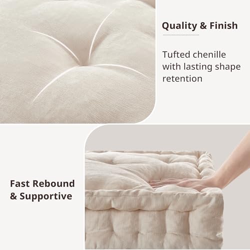 Intelligent Design Floor Pillow Meditation Cushion, 20x20 Ivory - color: Ivory