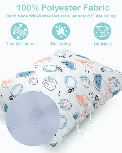 ALVA ALVABABY 2pcs Waterproof Wet Dry Bags,Reusable with Two Zippered Pockets,Baby Cloth Diaper,Travel,Beach,Pool,Daycare,Soiled Baby Items,Yoga Gym Bag,Swimsuits or Wet Clothes 2LW04 - color: Moon and fruits