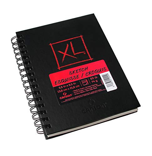 Canson XL Series Sketchbook, Wirebound Pad, 5.5x8.5 inches, 100 Sheets (50lb/74g) - Artist Paper for Adults and Students - Graphite, Charcoal, Pencil, Colored Pencil