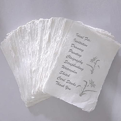 Handmade 200 GSM Cotton Rag Deckle Edge Paper – Pack of 25 Sheets – Premium Textured Wedding Invitation, Calligraphy, Watercolor Mixed Media (8.5x12" (A4, Standard US Letter Card)) - size: 8.5x12" (A4, Standard US Letter Card)