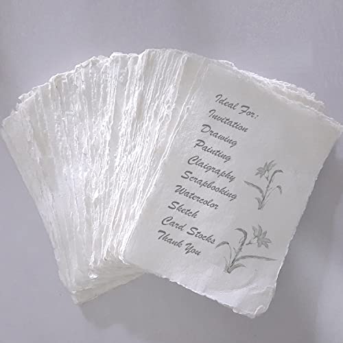 Handmade 200 GSM Cotton Rag Deckle Edge Paper – Pack of 25 Sheets – Premium Textured Wedding Invitation, Calligraphy, Watercolor Mixed Media (8x10" (Standard Framing Card)) - size: 8x10" (Standard Framing Card)