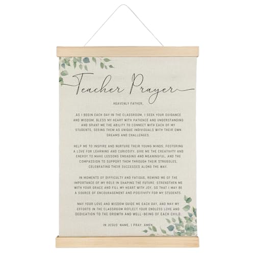 ATBWGT Teacher Prayer Christian Wall Art Decor, Inspirational Bible Verses Poster Hanger Frame for Classroom School Office Home, Teacher Appreciation Gifts, 12x16 Inch - color: Prayer - Teacher